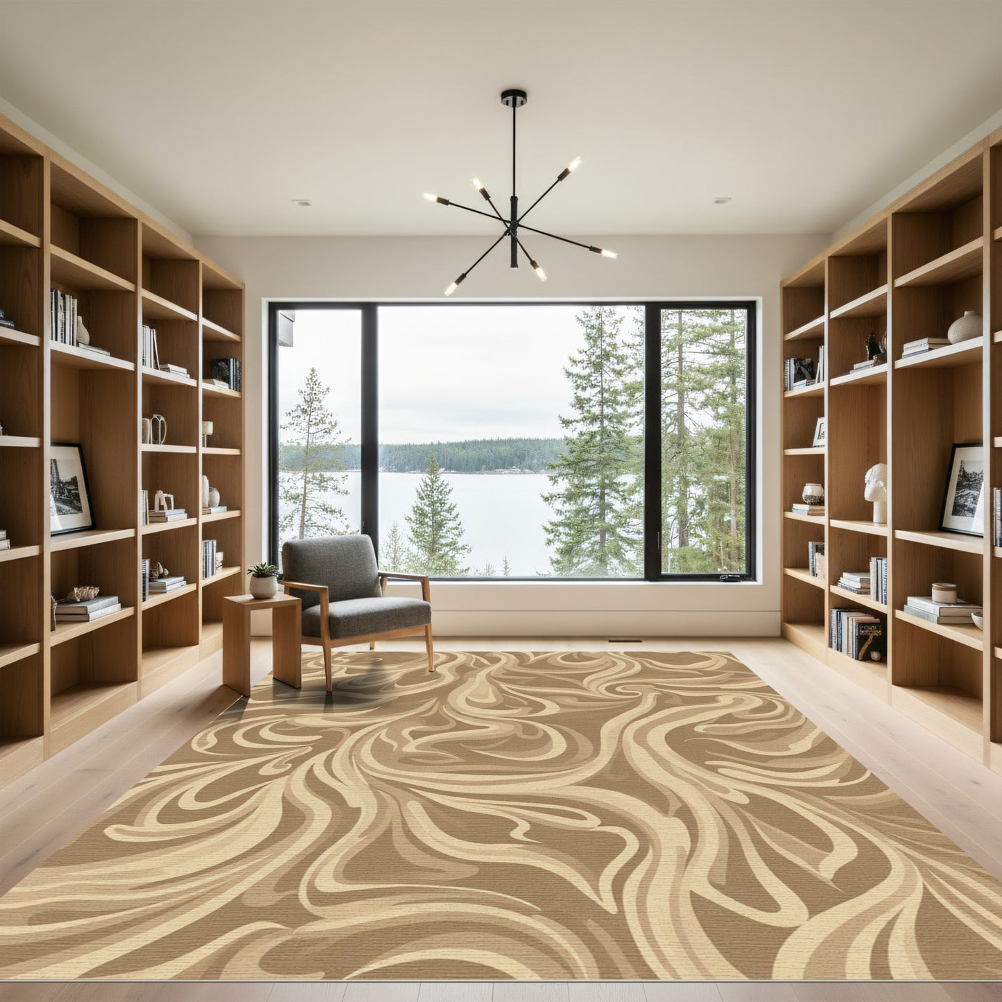 Earthy Swirls Abstract Flow Rug
