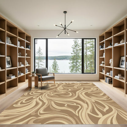 Earthy Swirls Abstract Flow Rug