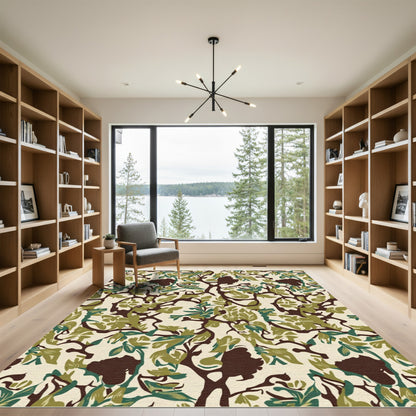 Earthy Forest Foliage Silhouette Rug