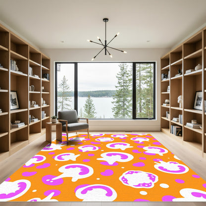 Orange Pink White Abstract Blob Rug
