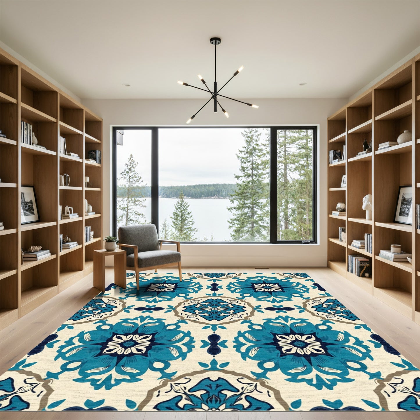 Blue Teal Floral Medallion Artistry Rug