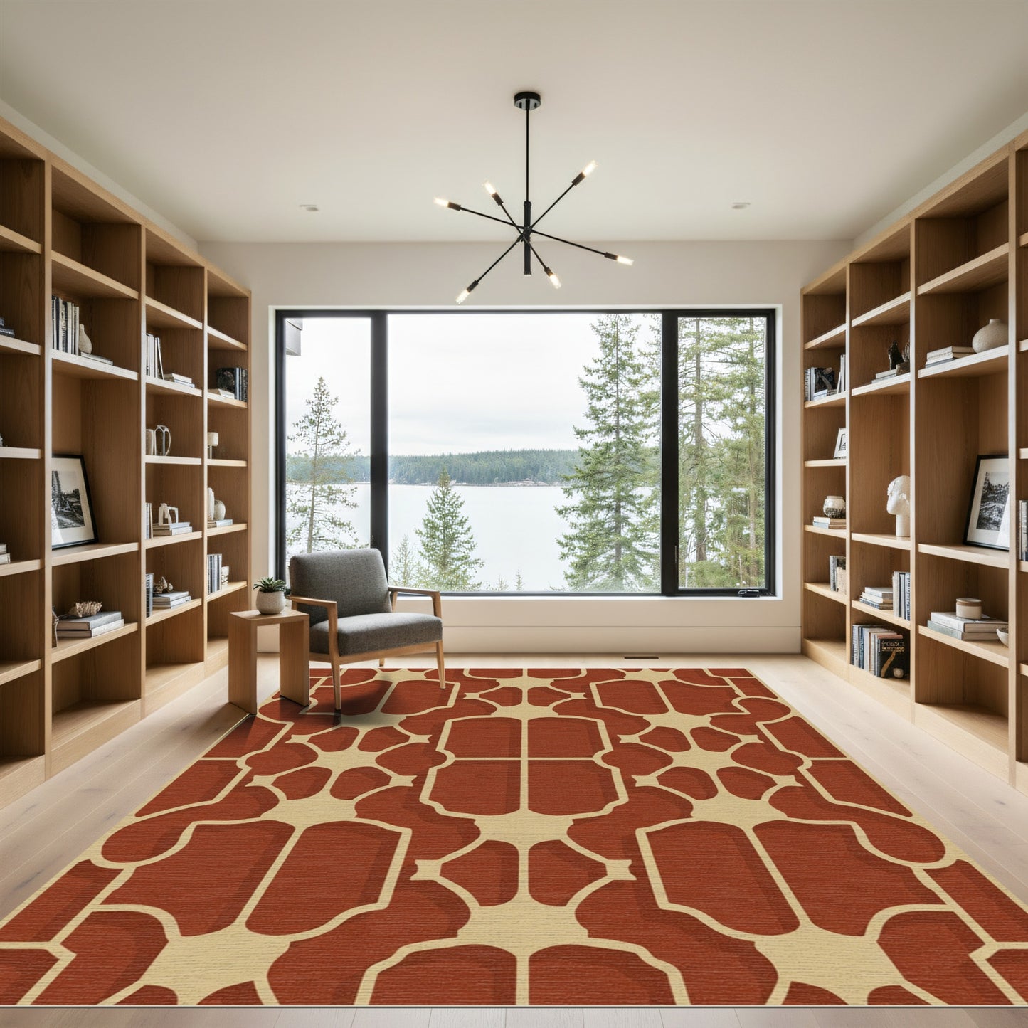 Terracotta Gold Ornate Lattice Rug