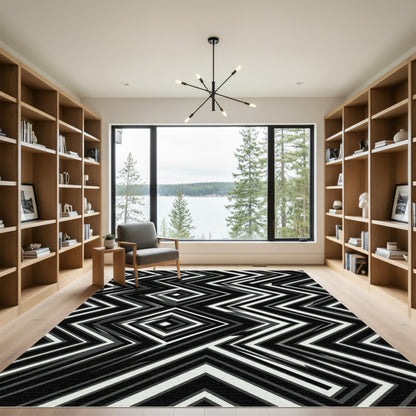 Monochromatic Sharp Geometric Zigzag Square Rug