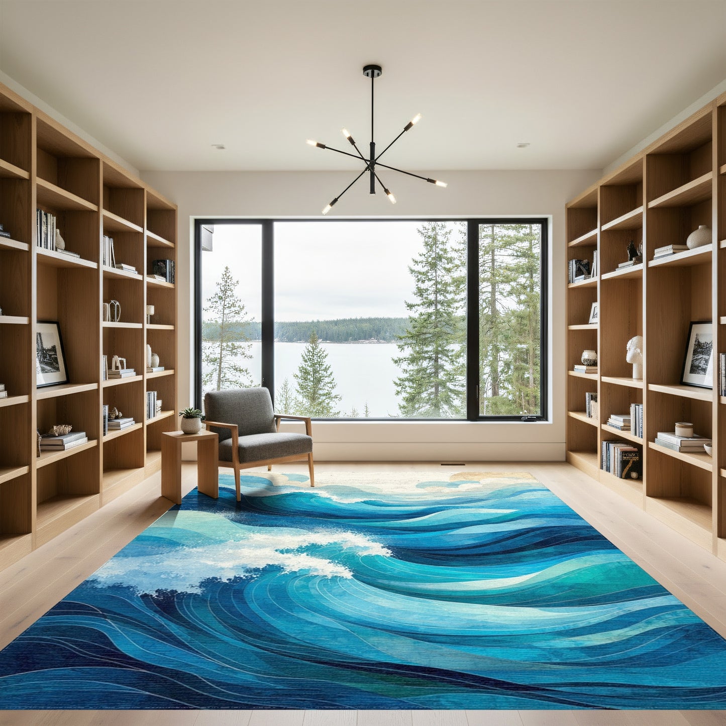 Fluid Blue Wave Layers Rug