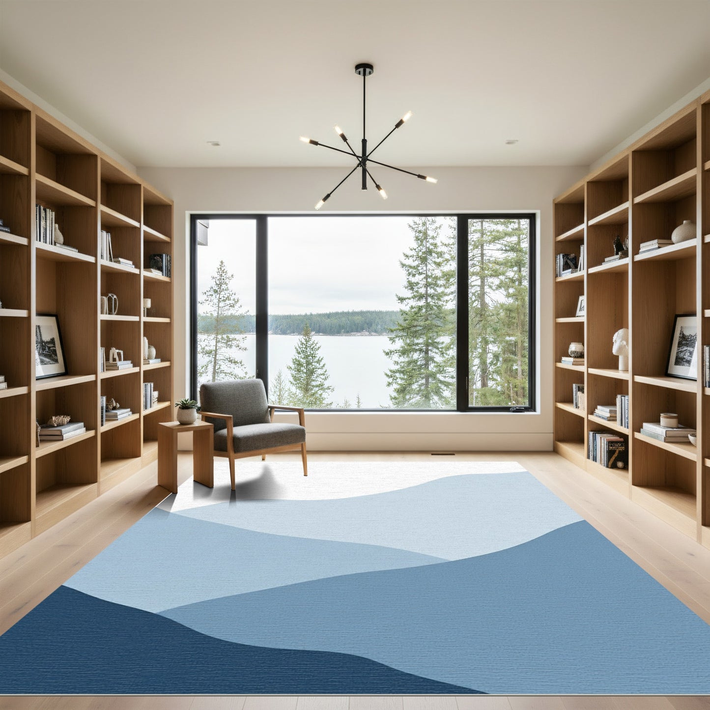 Abstract Blue Gradient Hills Rug