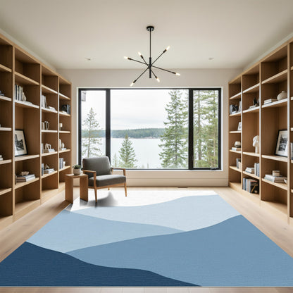 Abstract Blue Gradient Hills Rug