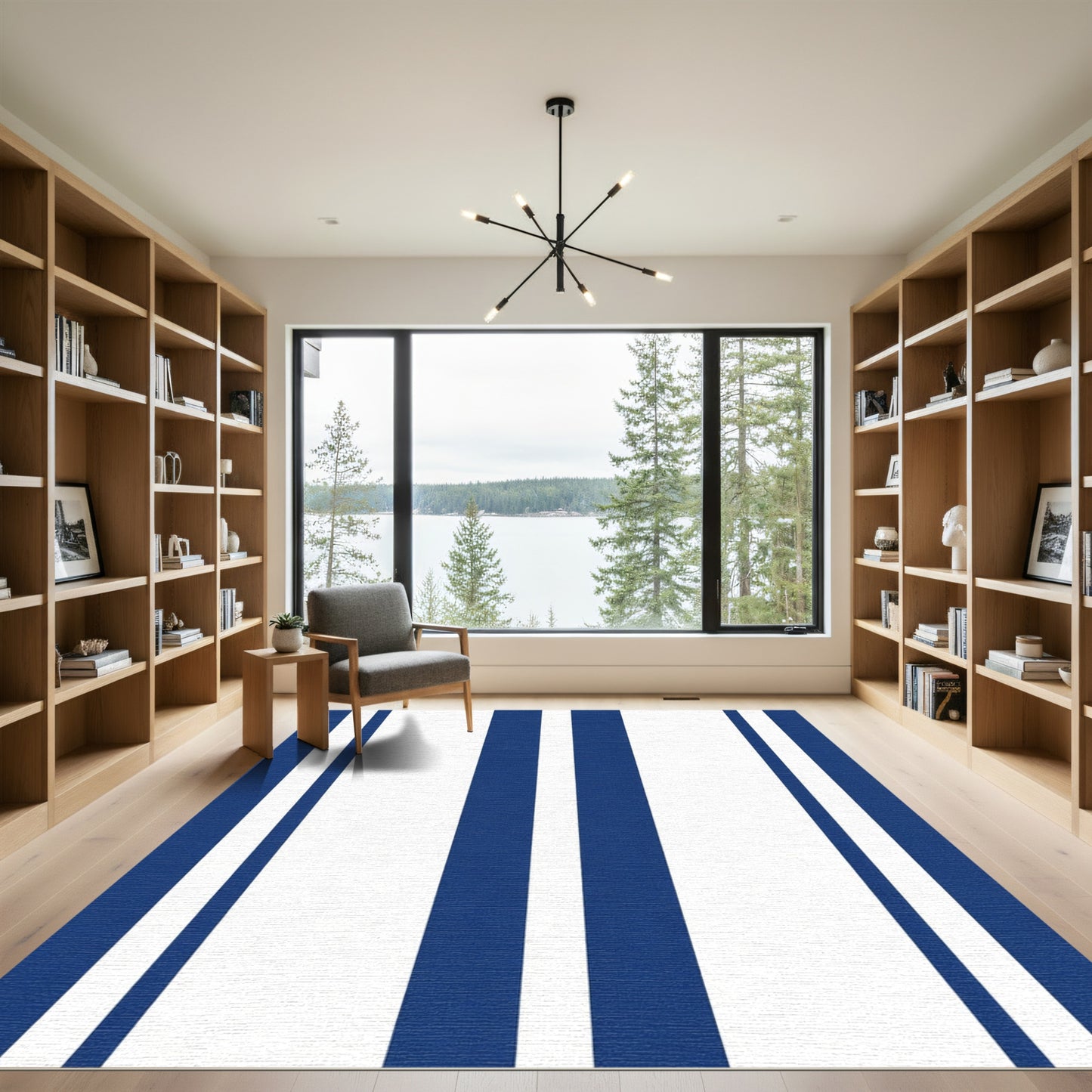 Classic Blue And White Stripe Rug