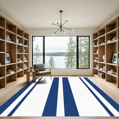 Classic Blue And White Stripe Rug