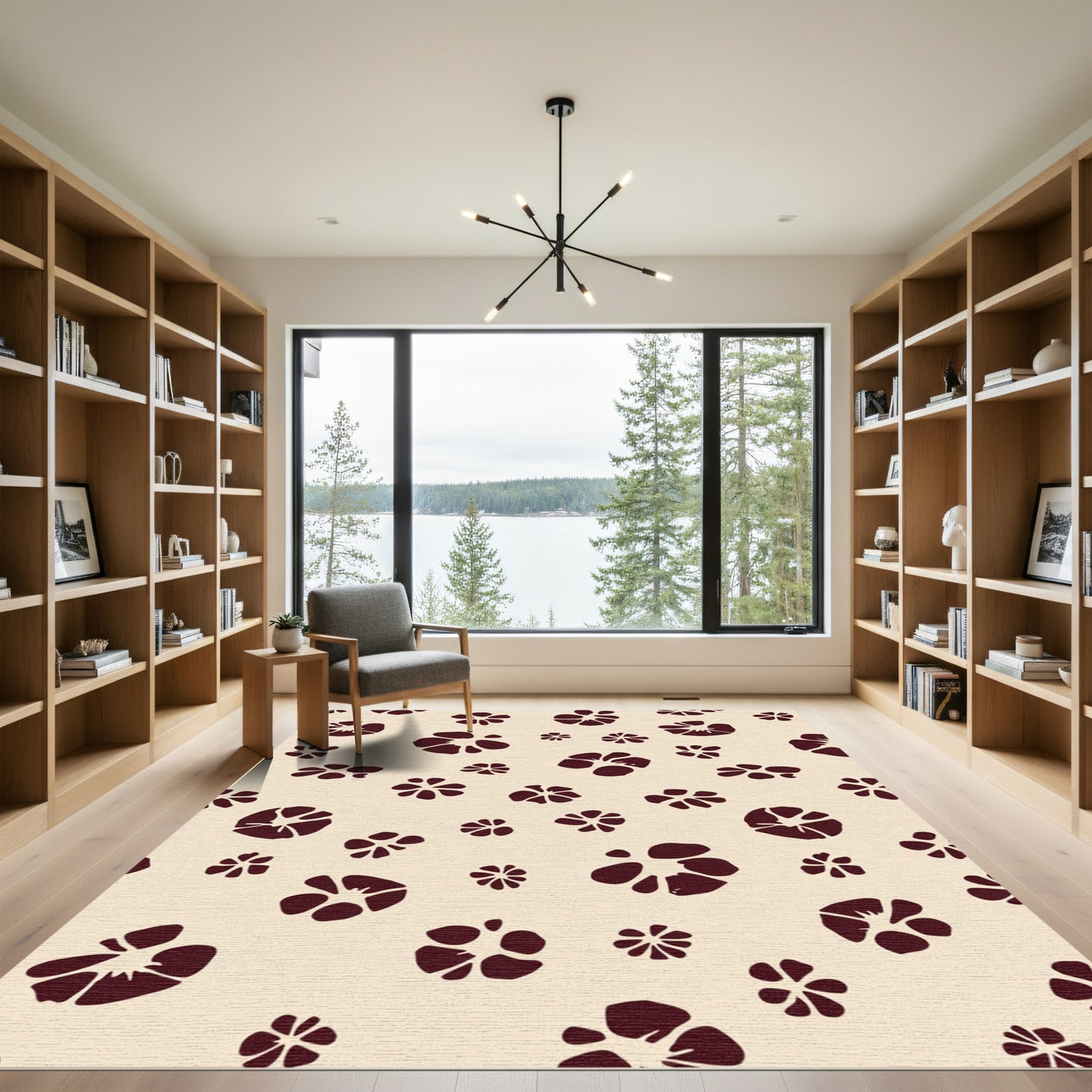 Deep Red Flower Scatter Rug