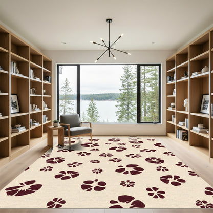 Deep Red Flower Scatter Rug
