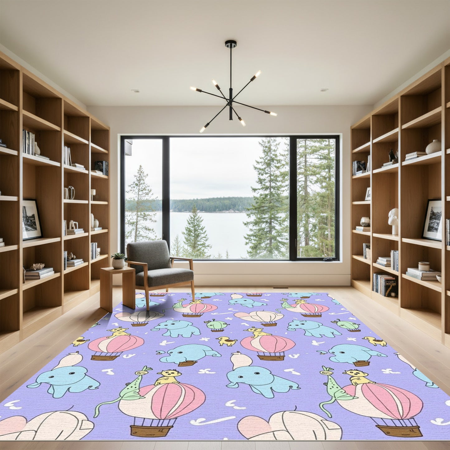 Whimsical Flying Elephants Balloon Adventure Rug