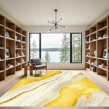 Gold Veined Marble Abstract Rug