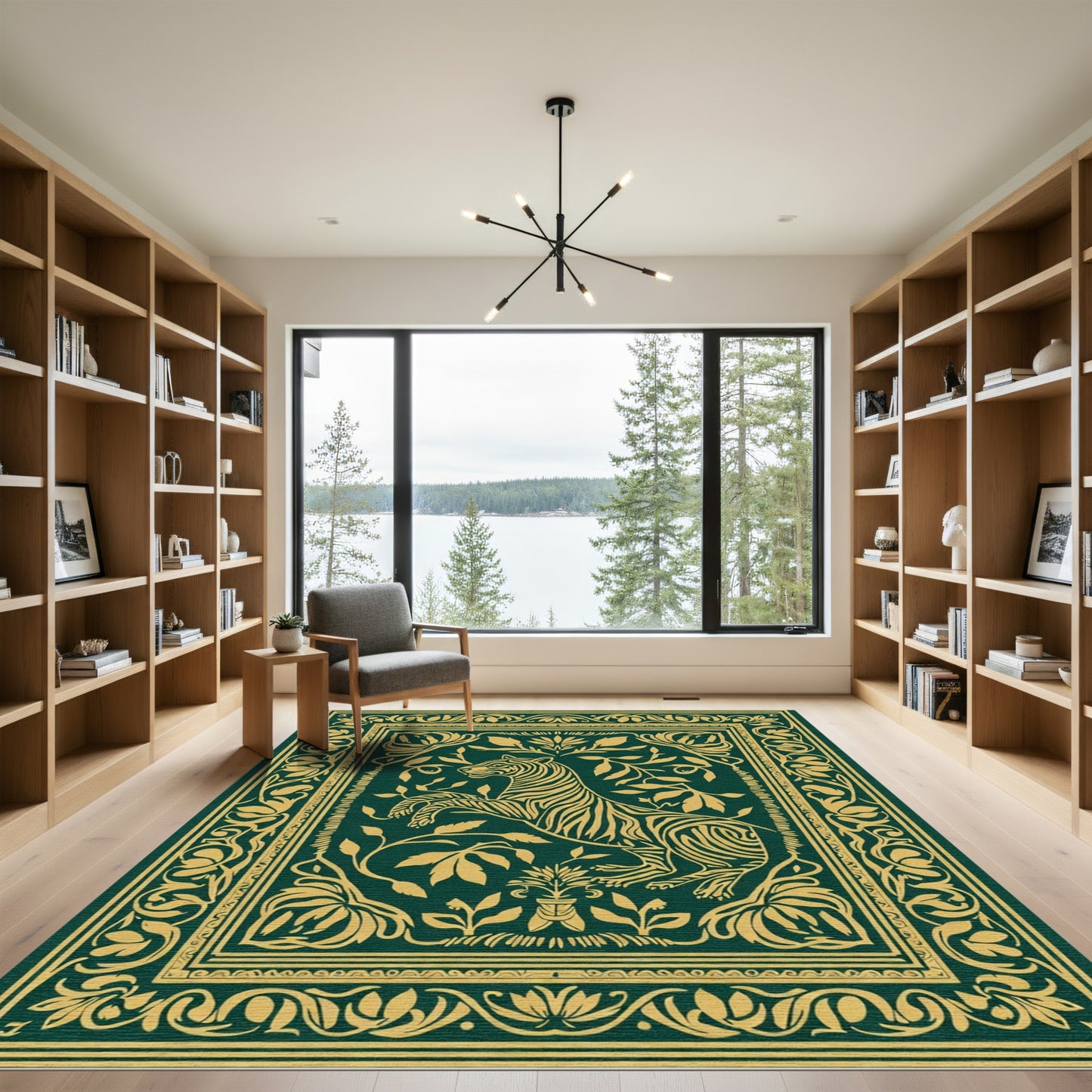 Emerald Gold Tiger Botanical Garden Rug