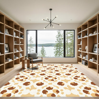 Brown Tan Organic Blossom Cluster Rug