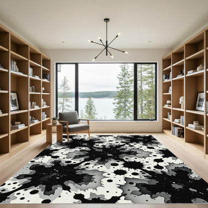 Monochromatic Splatter Bloom Abstract Rug