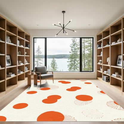 Bold Orange Abstract Scattered Shapes Rug