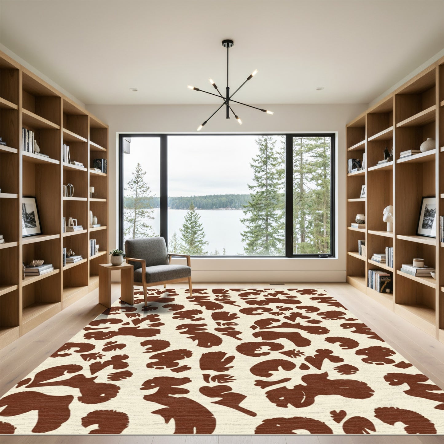 Brown Organic Blob Composition Rug
