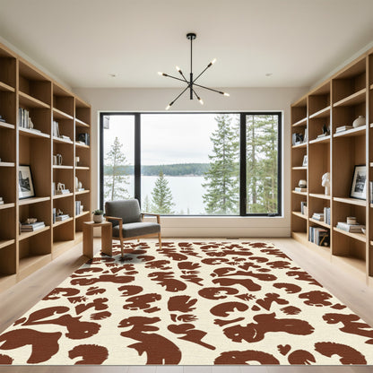 Brown Organic Blob Composition Rug