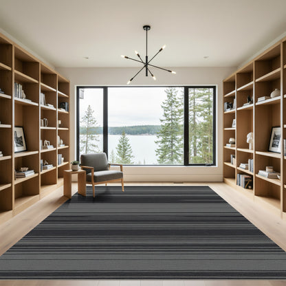 Minimalist Gray Horizontal Barre Textures Rug