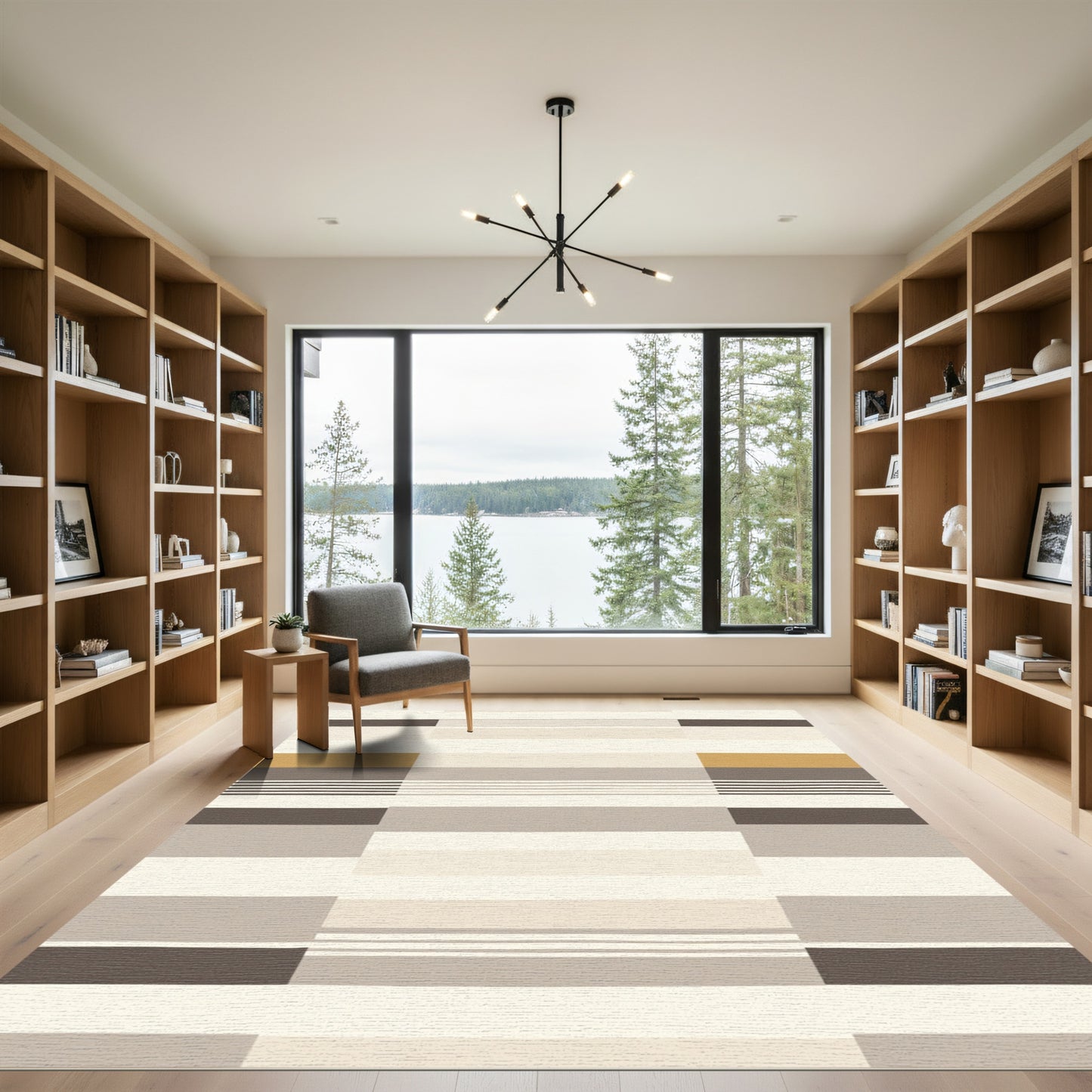 Earthy Contemporary Geometric Stripe Rug
