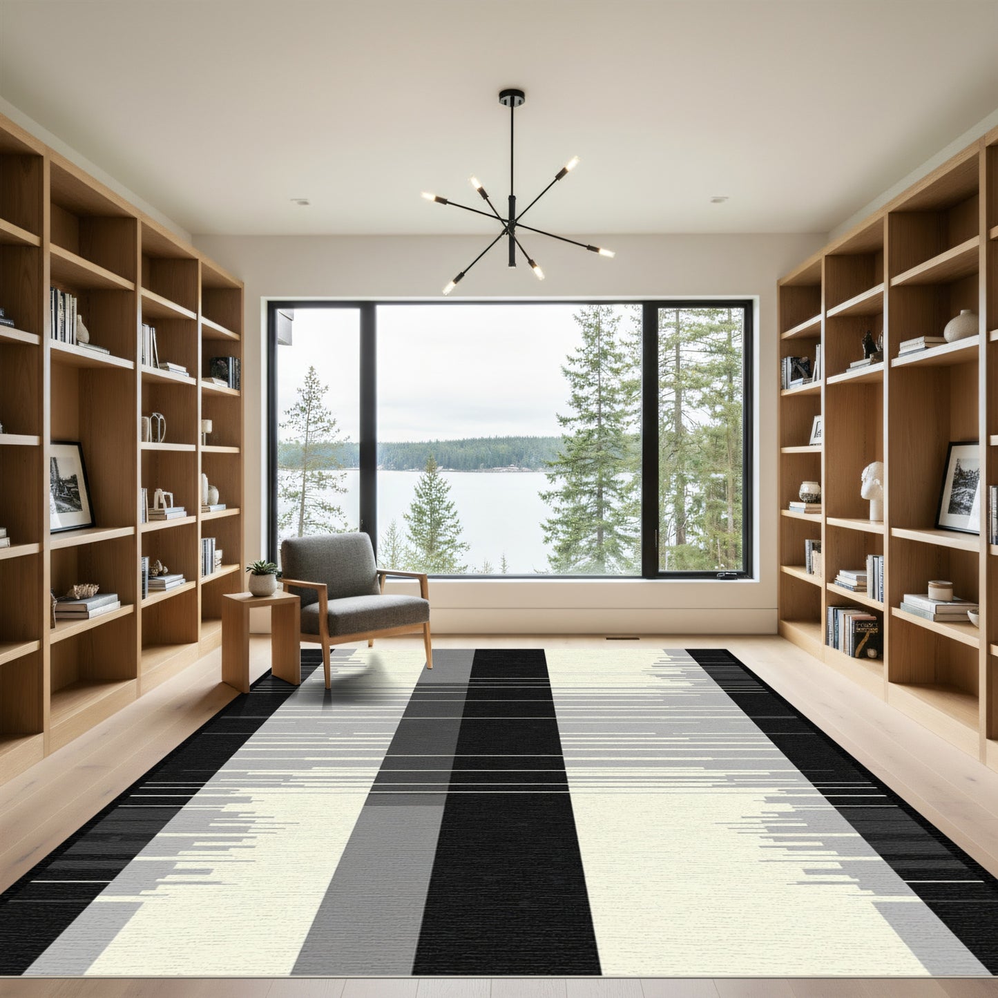 Monochromatic Vertical Stripe Abstract Rug