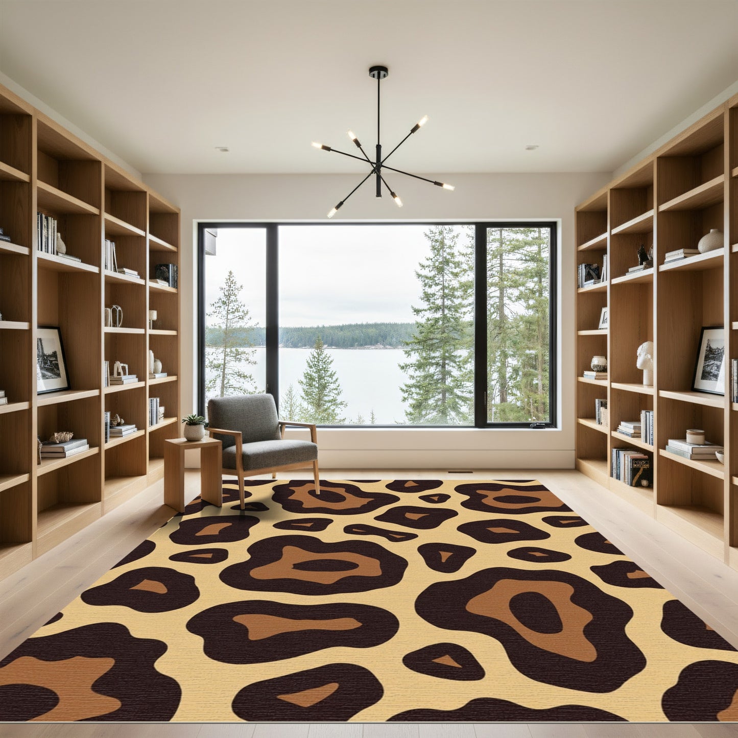 Bold Black Brown Animal Spots Rug