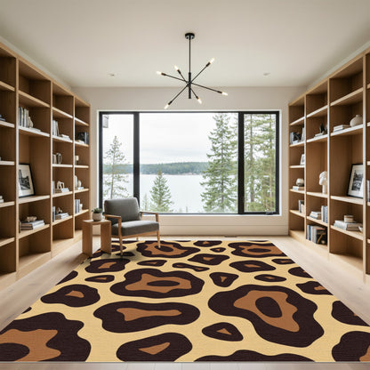Bold Black Brown Animal Spots Rug