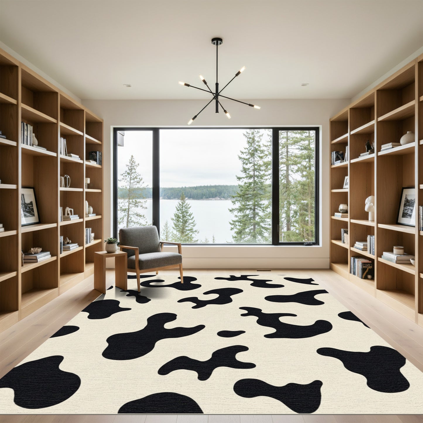 Bicolor Abstract Blob Pattern Rug