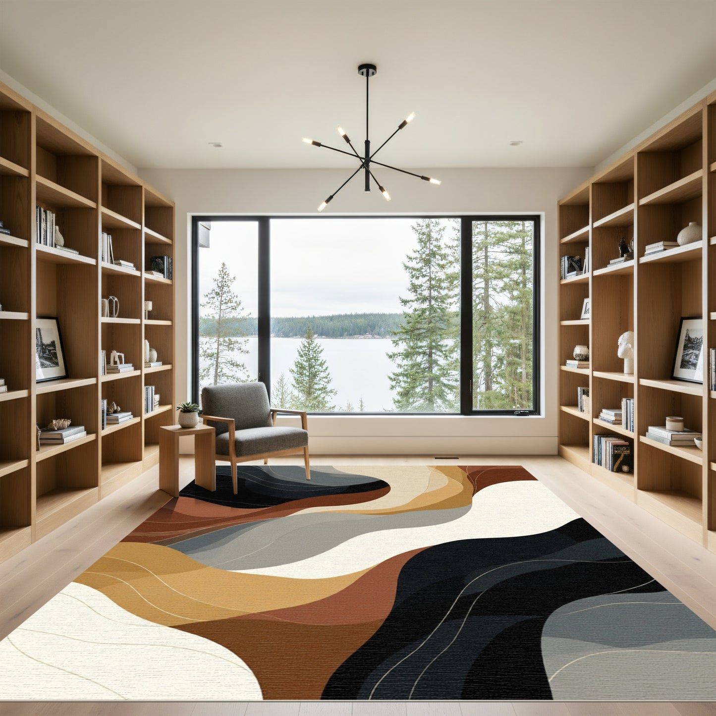 Earthy Abstract Waves Rug