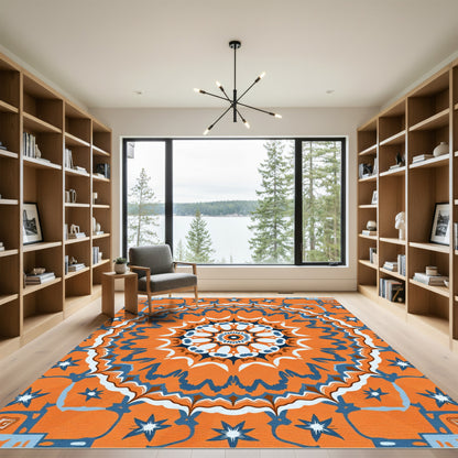 Orange Blue Starburst Medallion Rug