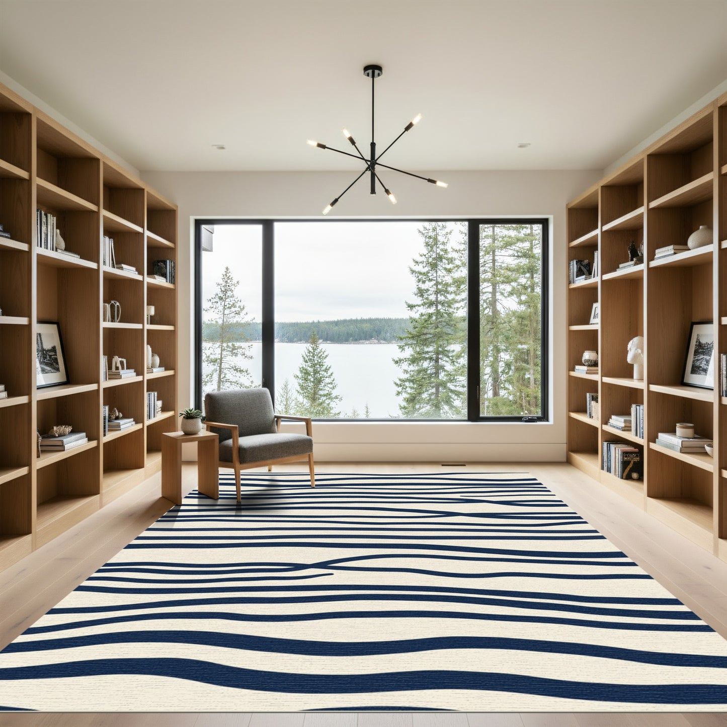 Organic Navy Wave Stripe Rug