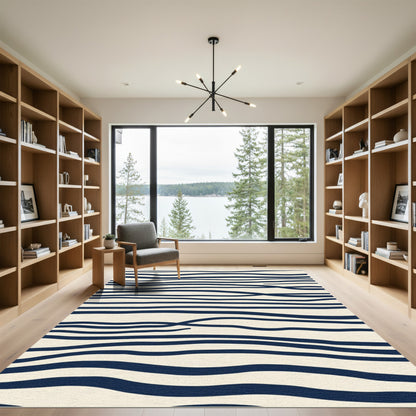 Organic Navy Wave Stripe Rug