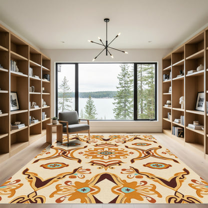 Bold Ochre Abstract Arabesque Rug
