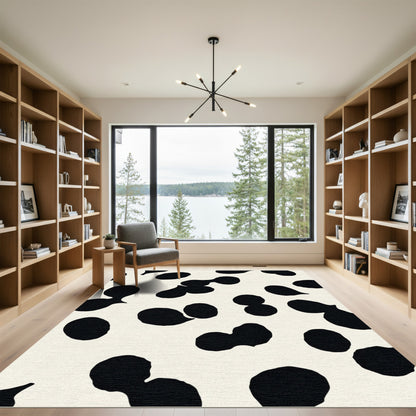 Cream Black Spot Abstract Rug