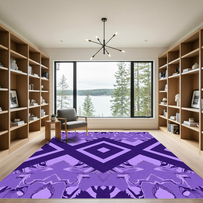 Deep Violet Geometric Diamond Fusion Rug