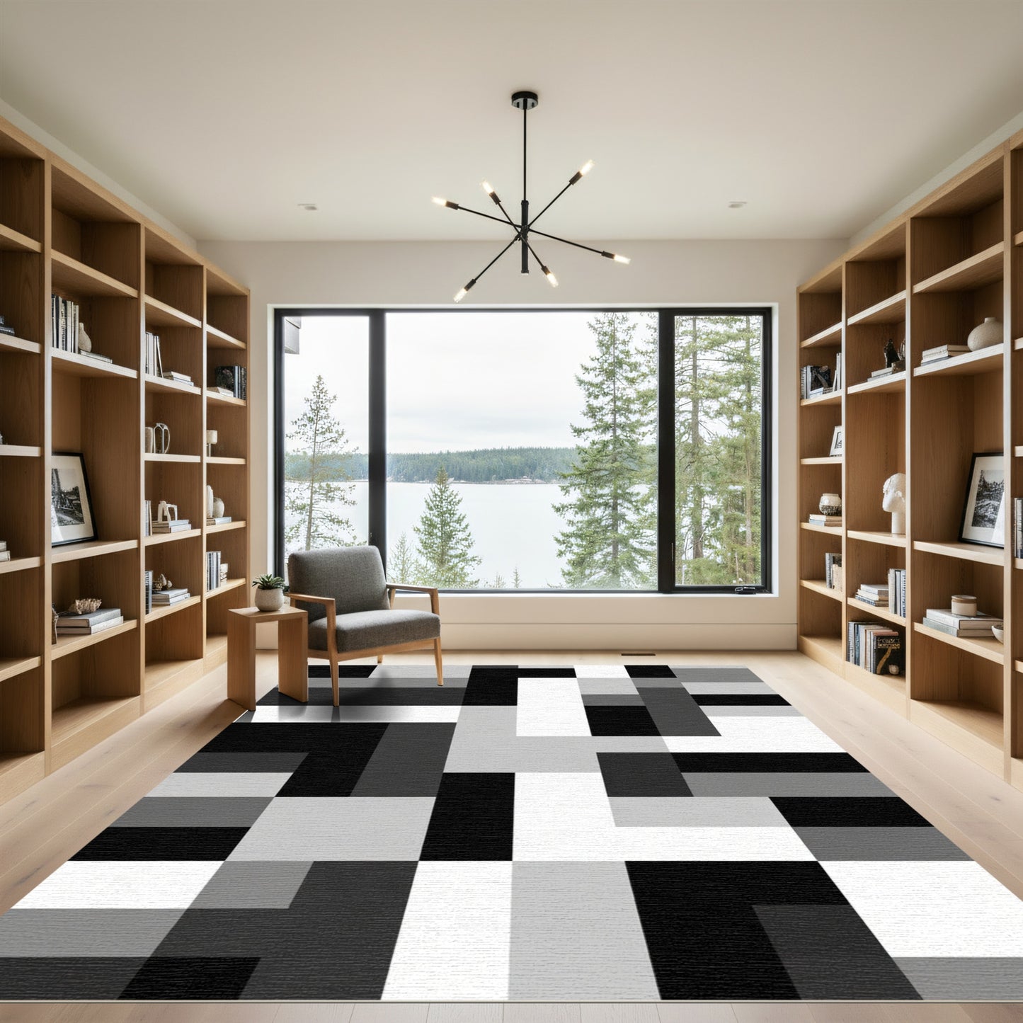 Monochromatic Geometric Blocks Arrangement Rug