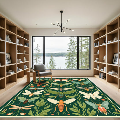 Charming Insect and Floral Gathering Rug