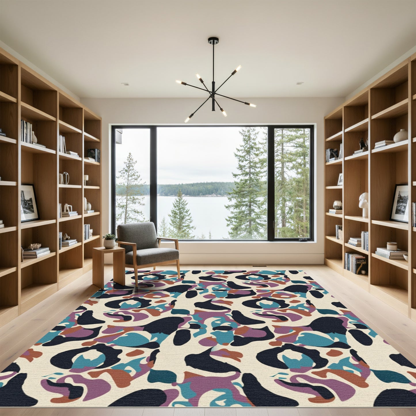Abstract Organic Shapes Cream Rug