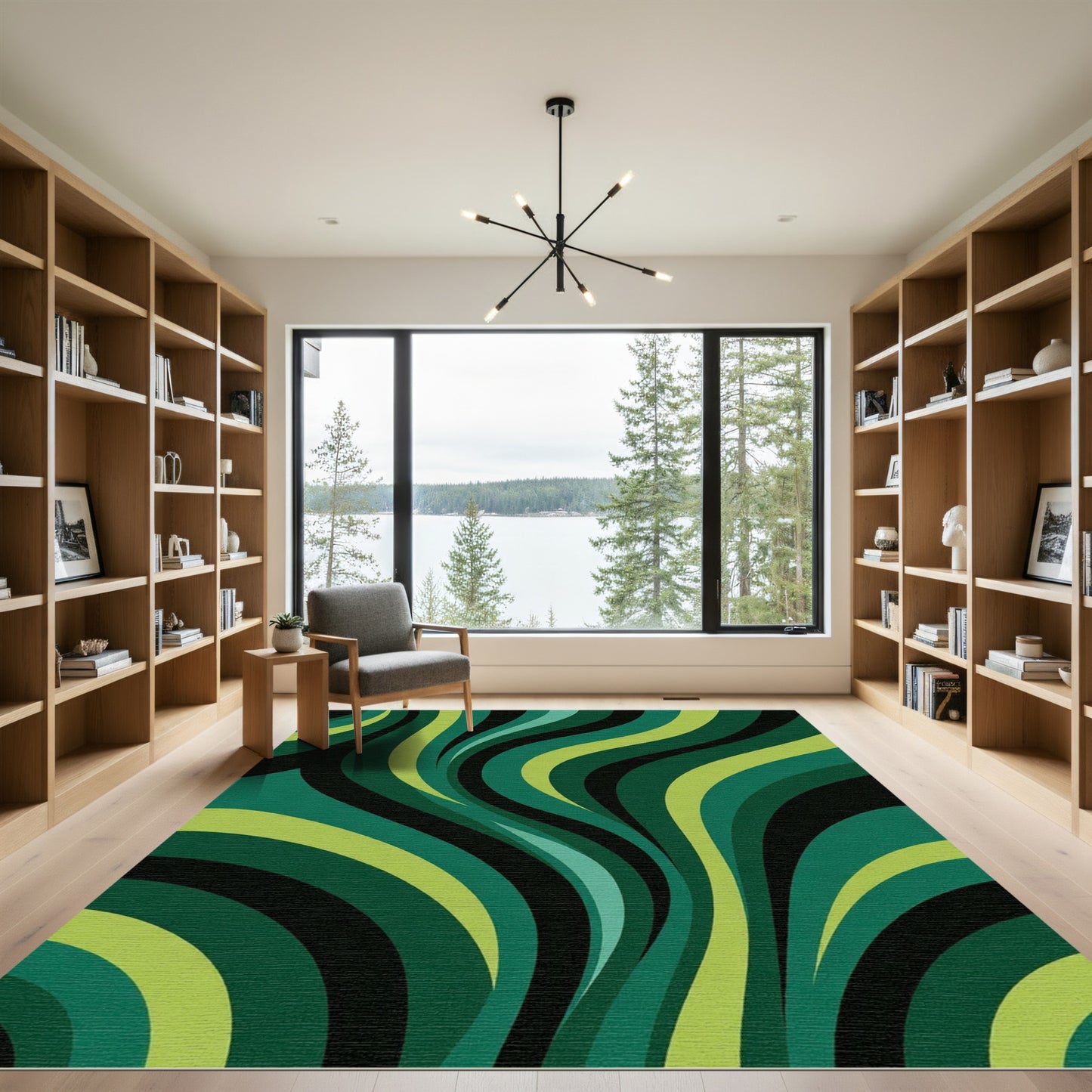 Emerald Green Abstract Swirl Rug