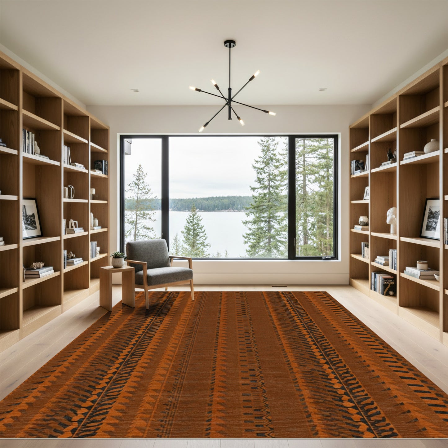 Earthy Orange Vertical Stripe Collage Rug