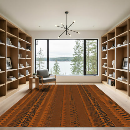 Earthy Orange Vertical Stripe Collage Rug