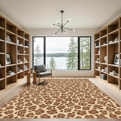 Brown Floral Meadow Rug