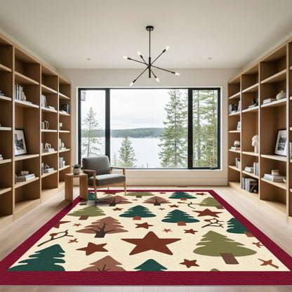 Rustic Forest Star Trees Rug