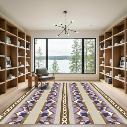 Layered Purple Geometric Stripe Rug