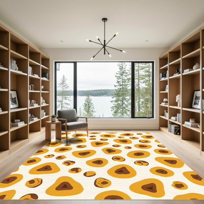 Organic Yellow Brown Abstract Bumps Rug