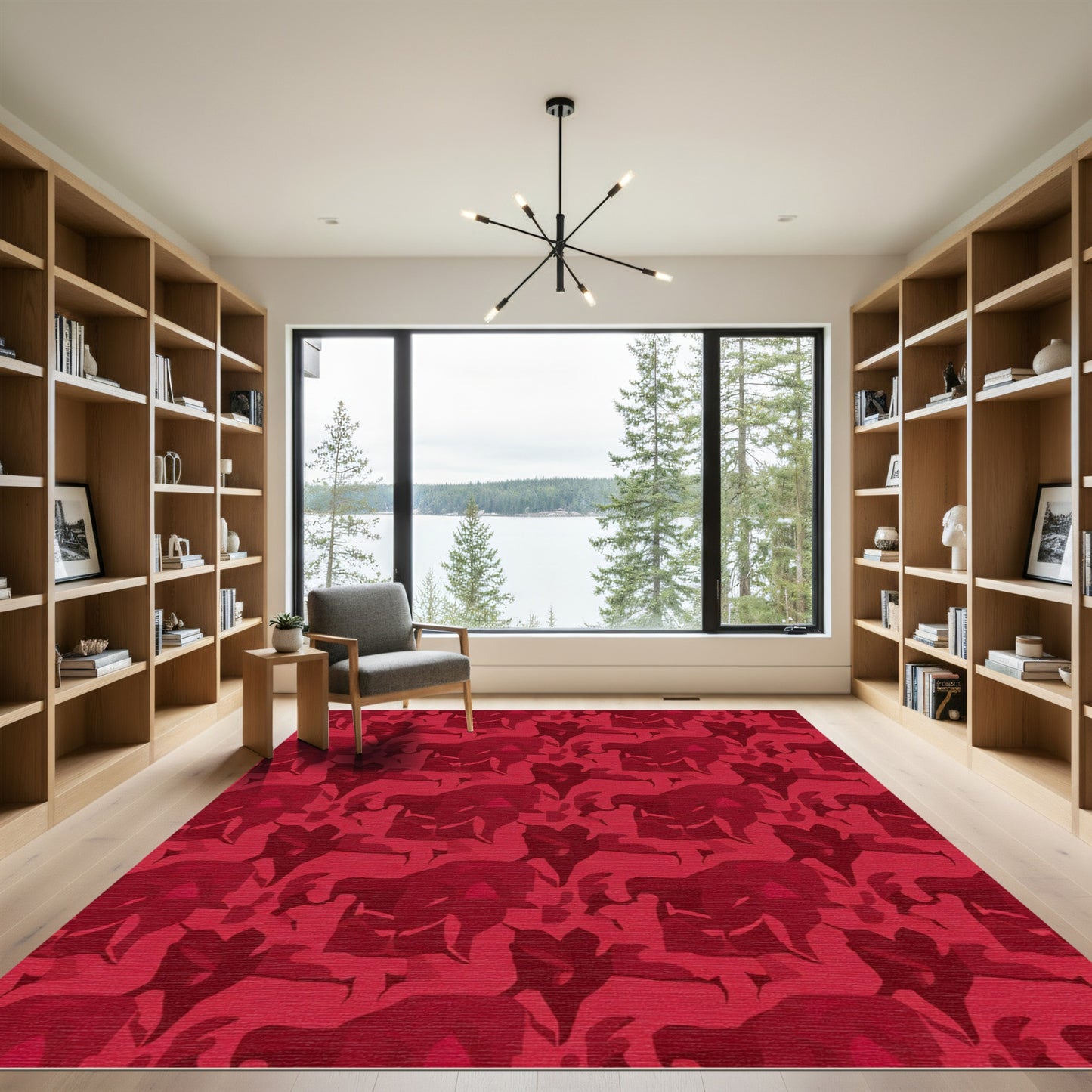 Crimson Jagged Floral Repetition Rug