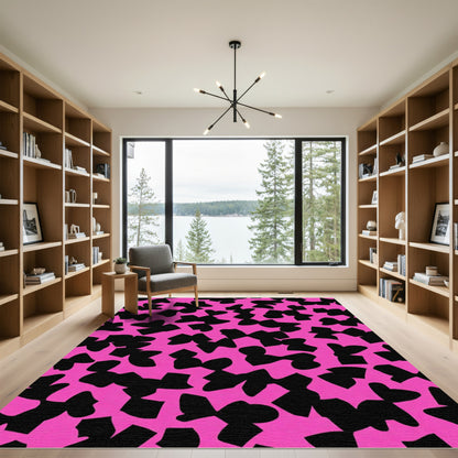 Hot Pink Black Abstract Bow Tie Rug