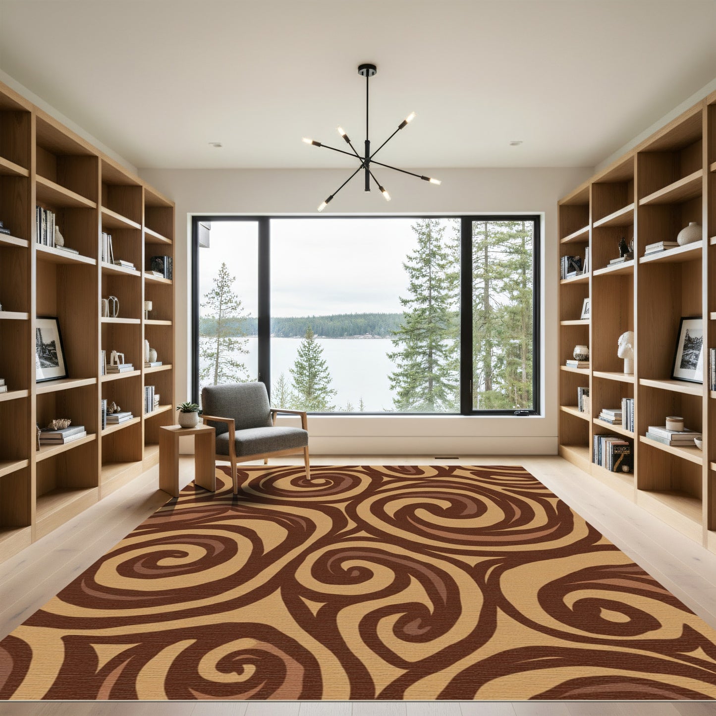 Earthy Tones Swirl Abstract Rug