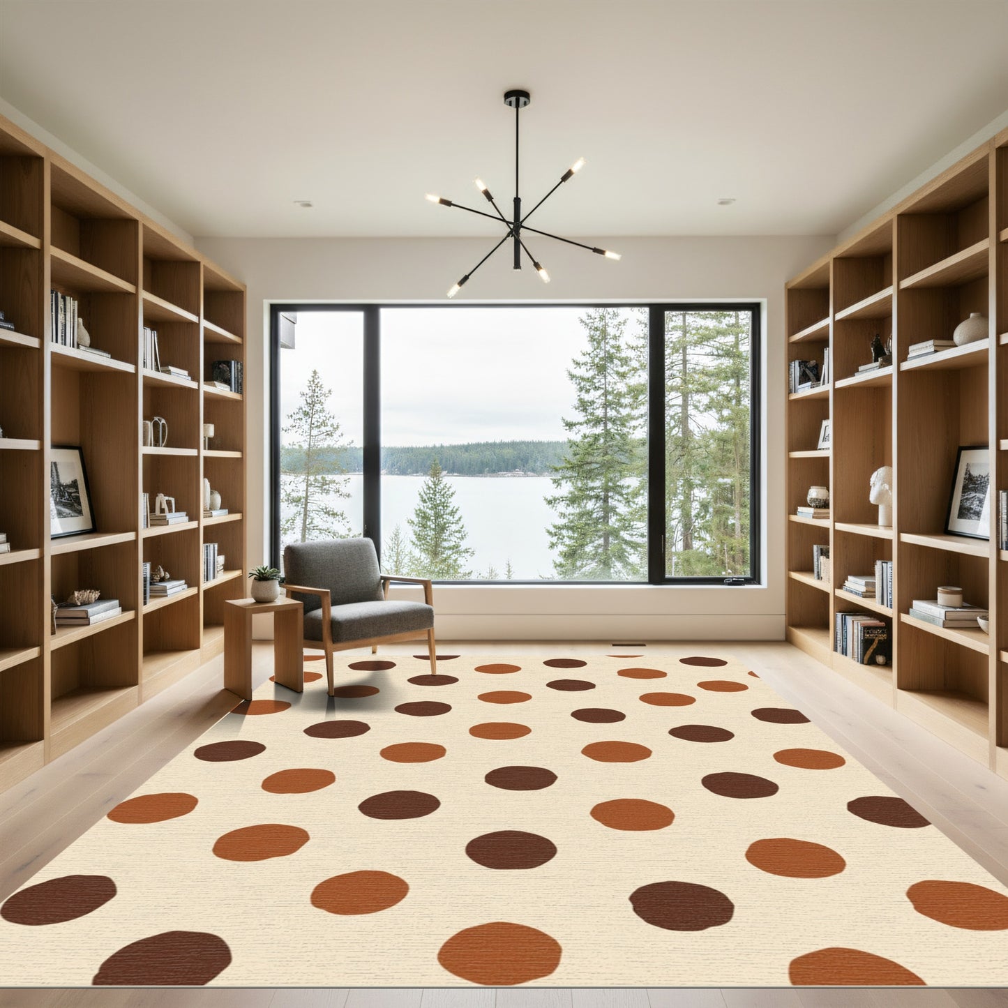 Earthy Brown And Beige Polka Dot Rug