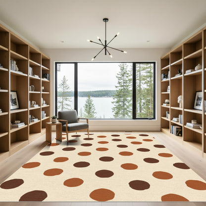 Earthy Brown And Beige Polka Dot Rug
